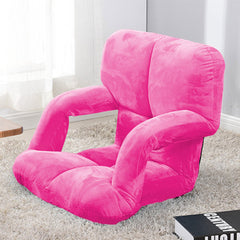 SOGA 4X Foldable Lounge Cushion Adjustable Floor Lazy Recliner Chair with Armrest Pink