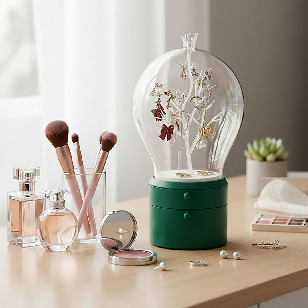 SOGA 2X Green 360 Degree 2 Layered Jewelry Storage Box Waterproof Dustproof Accessories Organiser