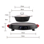 SOGA 2 in 1 Electric Stone Coated Teppanyaki Grill Plate Steamboat Hotpot