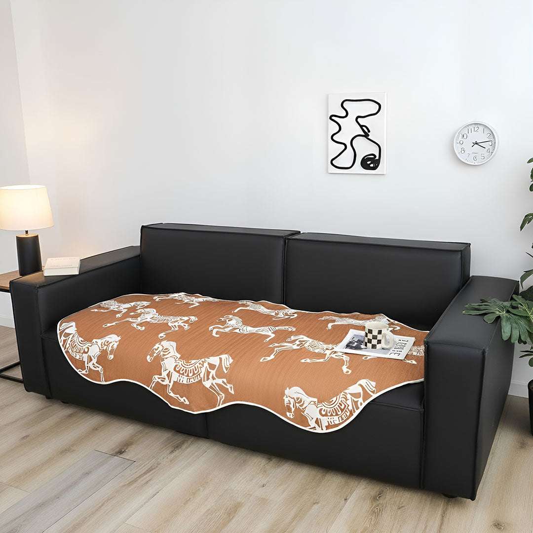 SOGA Two-Seater Orange Horse Print 90x180cm Throw Blanket Sofa Cover $ 111