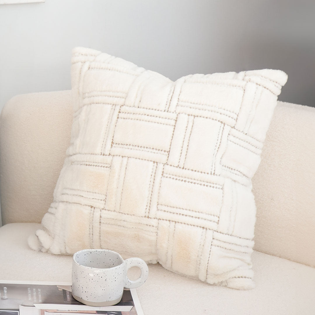 SOGA 2X 45cm Bohemian Cream Tufted Grid Pattern Decorative Throw Pillow