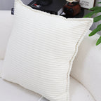 SOGA 50cm Beige Throw Pillow Warm Wabi-sabi Striped Corduroy Square For Home Decor