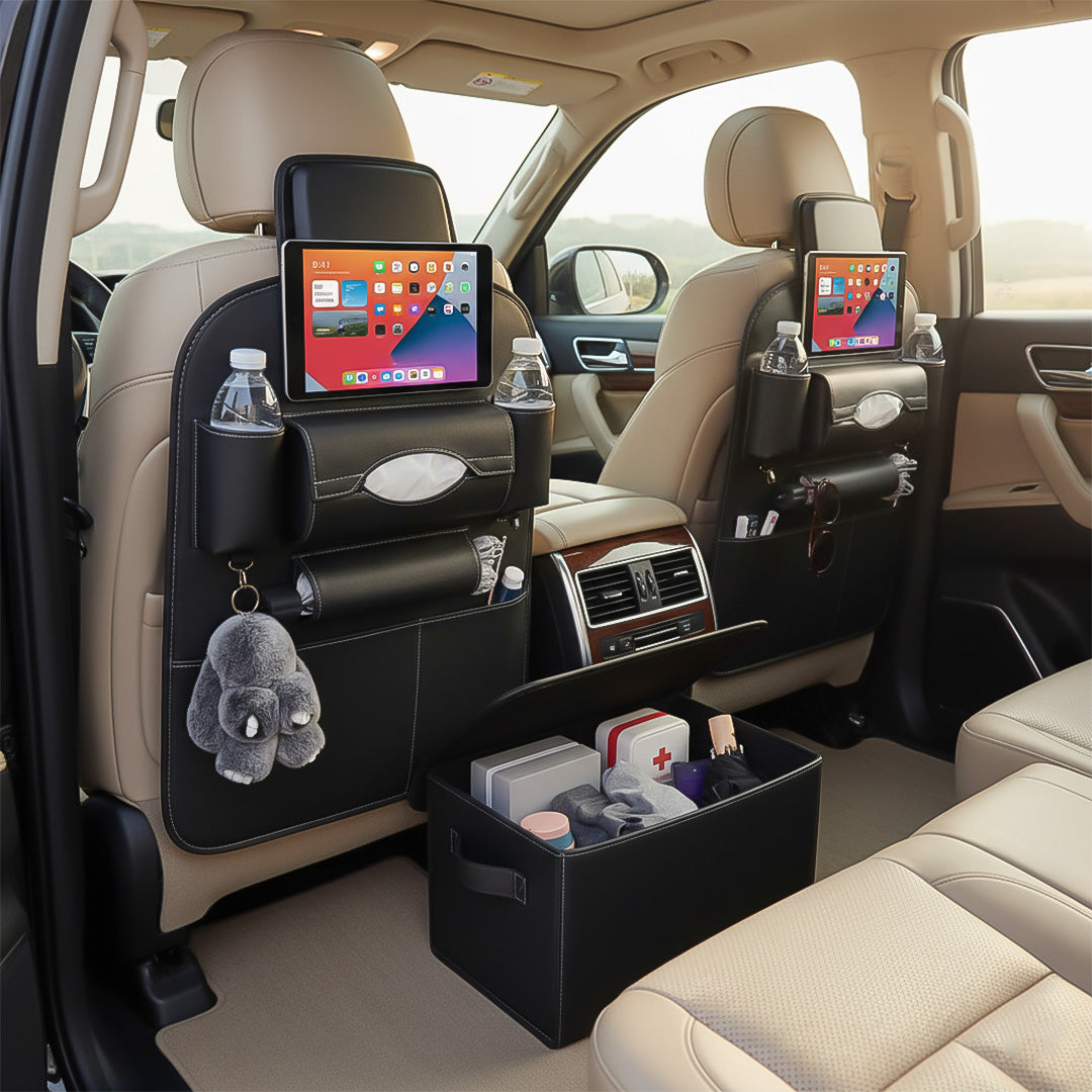 SOGA Car Bundle D – 2 Back Seat Storage Bag & Black Collapsible Trunk Cargo Organizer