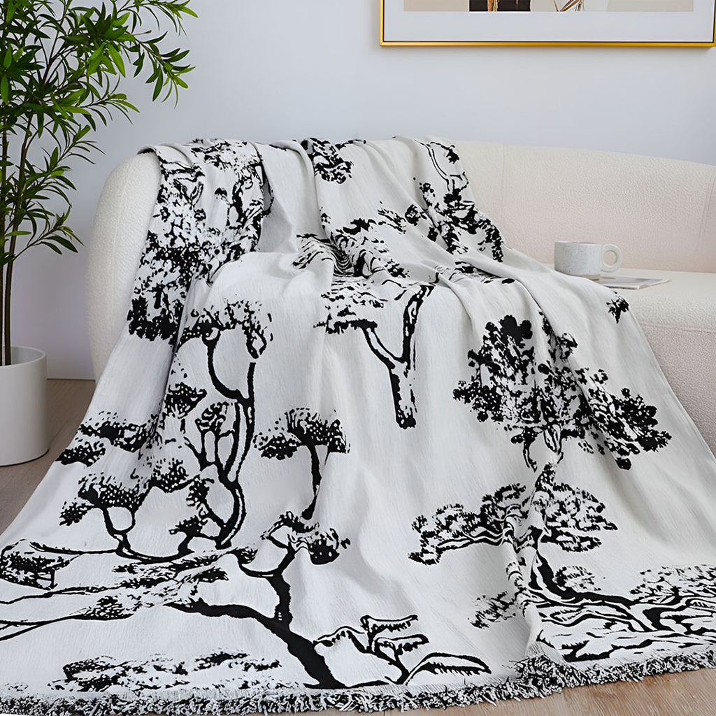 SOGA One-seater White Sofa Cover Tree Print 130x180cm Polyester