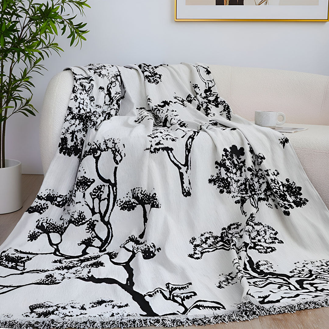 SOGA One-seater White Sofa Cover Tree Print 130x180cm Polyester