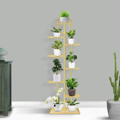 SOGA 8 Tier 9 Pots Gold Metal Plant Stand Flowerpot Display Shelf Rack Indoor Home Office Decor