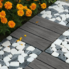 SOGA 2X 11 pcs Dark Grey DIY Wooden Composite Decking Tiles Garden Outdoor Backyard Flooring Home Decor
