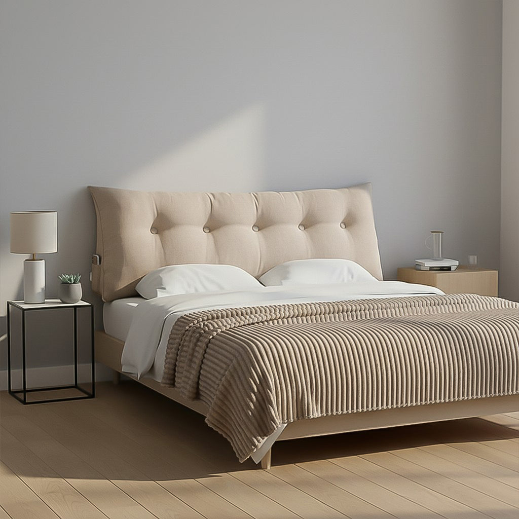 SOGA Home & Living Bundle – Beige Triangular Wedge Bed Pillow & Light Brown Flannel Throw