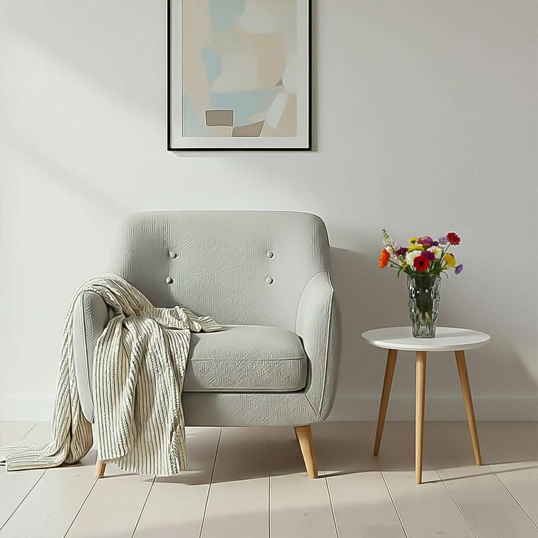 SOGA Home & Living Bundle – White Side Coffee Table & Clear Glass Vase for Modern Home Decor $ 123