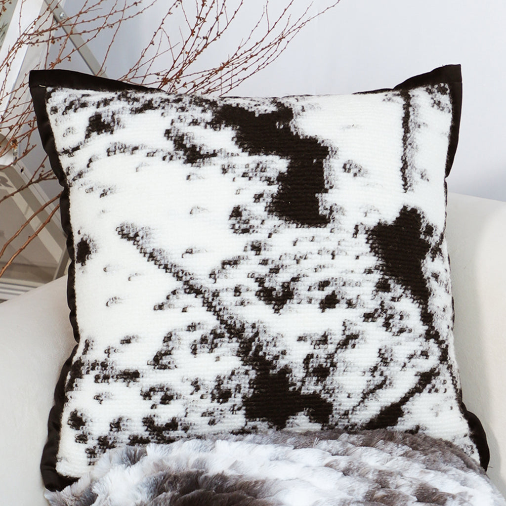 SOGA 50cm Throw Pillow  Black and White Leopard Thick Premium Polyester Fiber for Home Decor