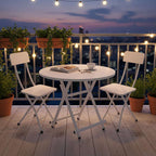 SOGA Home & Living Bundle – White Folding Dining Table & 2 Foldable Chairs for Home Decor $ 0