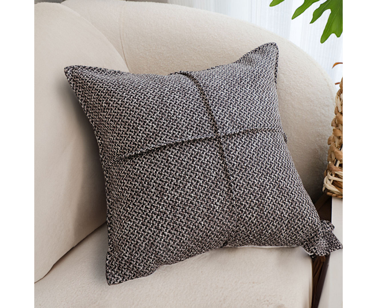 SOGA 45cm Modern Herringbone Textured Woven Square Throw Pillow