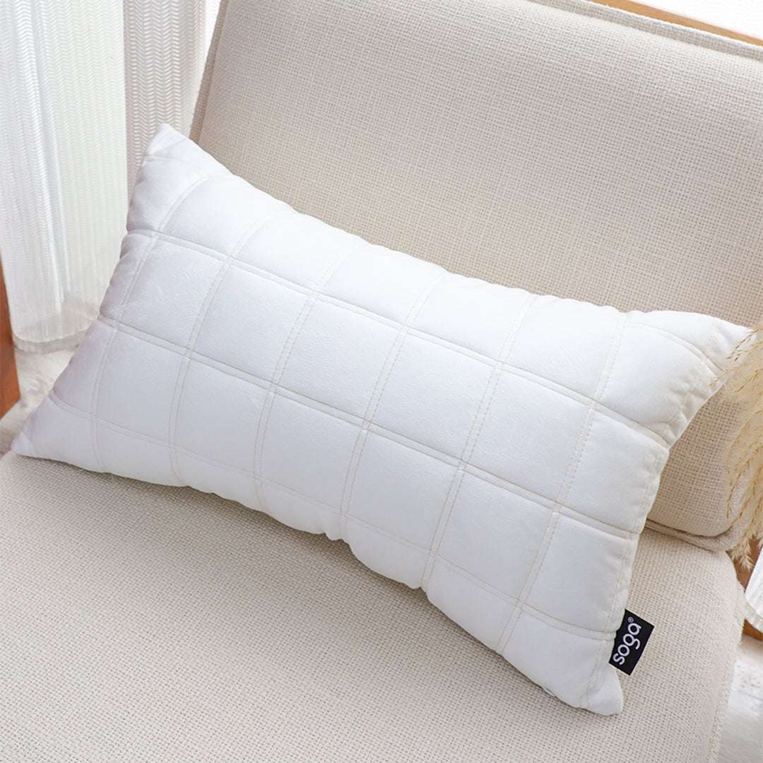 SOGA 2X 30cm White Quilted Grid Pattern Decorative Throw Pillow $ 216