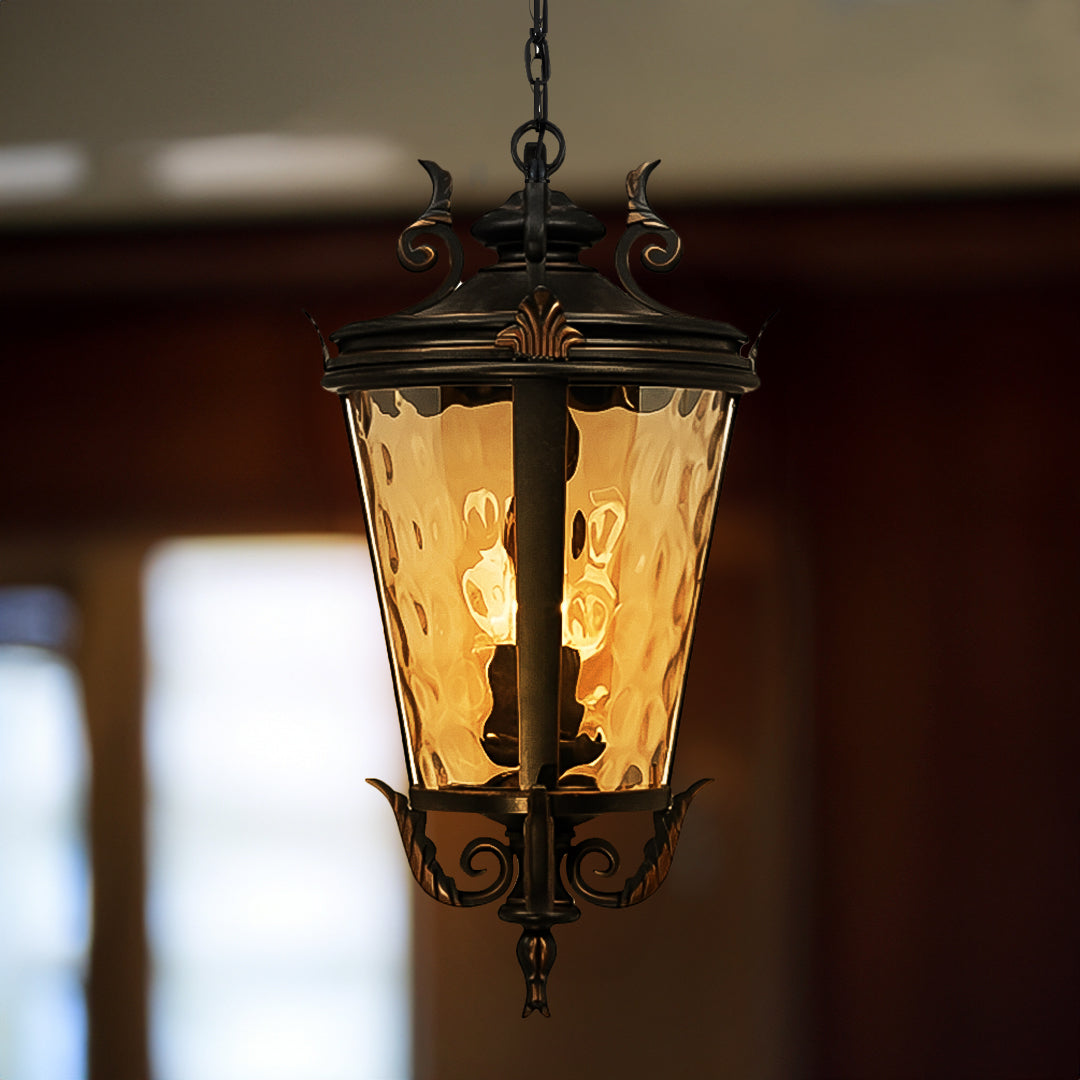 Vintage Lamp 2X 60.3cm Aluminum & Glass Lantern Elegant Chandelier Style Classic Hanging Light Antique-Inspired Design