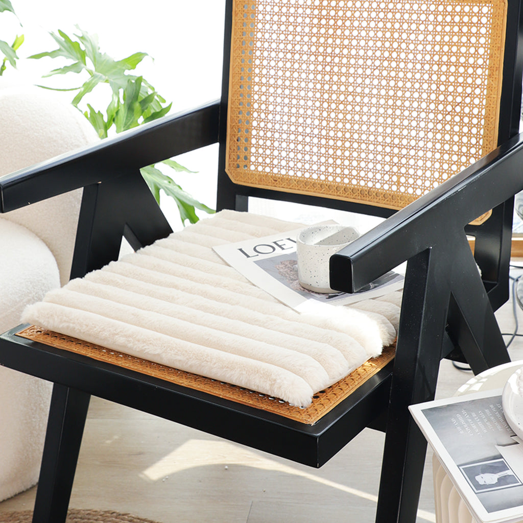 SOGA Cream Corduroy Cushion – Soft Plush Backrest for Home & Office