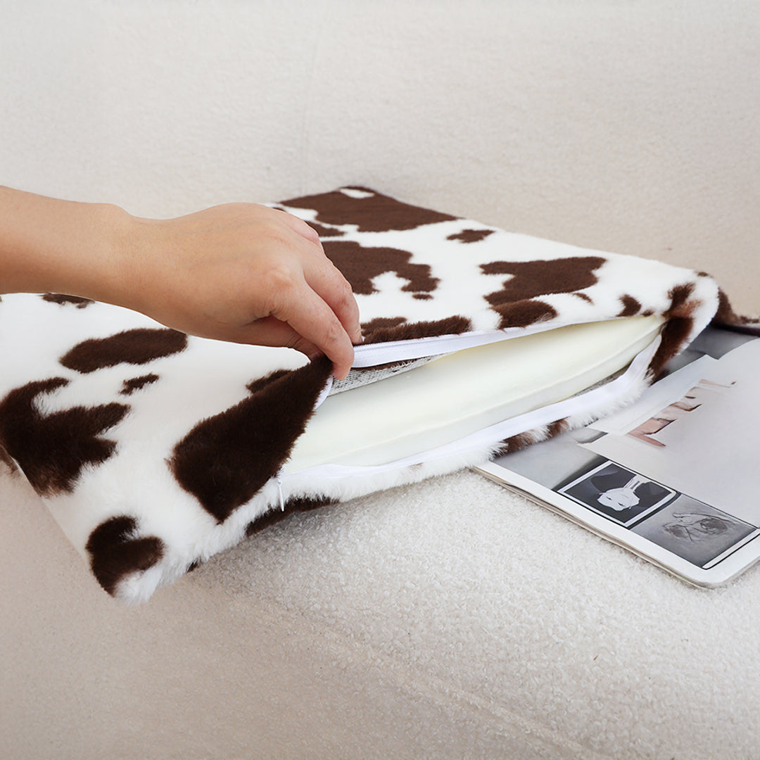 SOGA Coffee Cowhide Cushion – Soft Plush Backrest for Home & Office