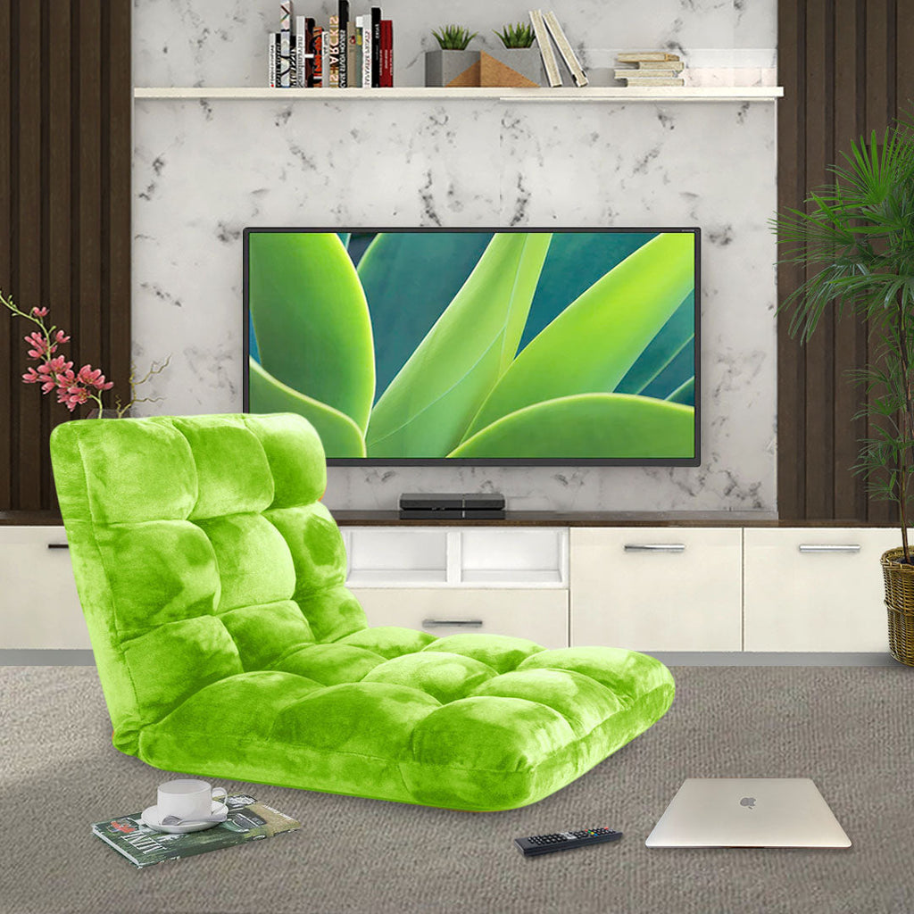 SOGA 2X Floor Recliner Folding Lounge Sofa Futon Couch Folding Chair Cushion Green