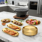 SOGA Kitchenware Bundle – Gold Nordic Plate Set, 23cm Grilling Plate & Cast Iron BBQ Grill $ 187
