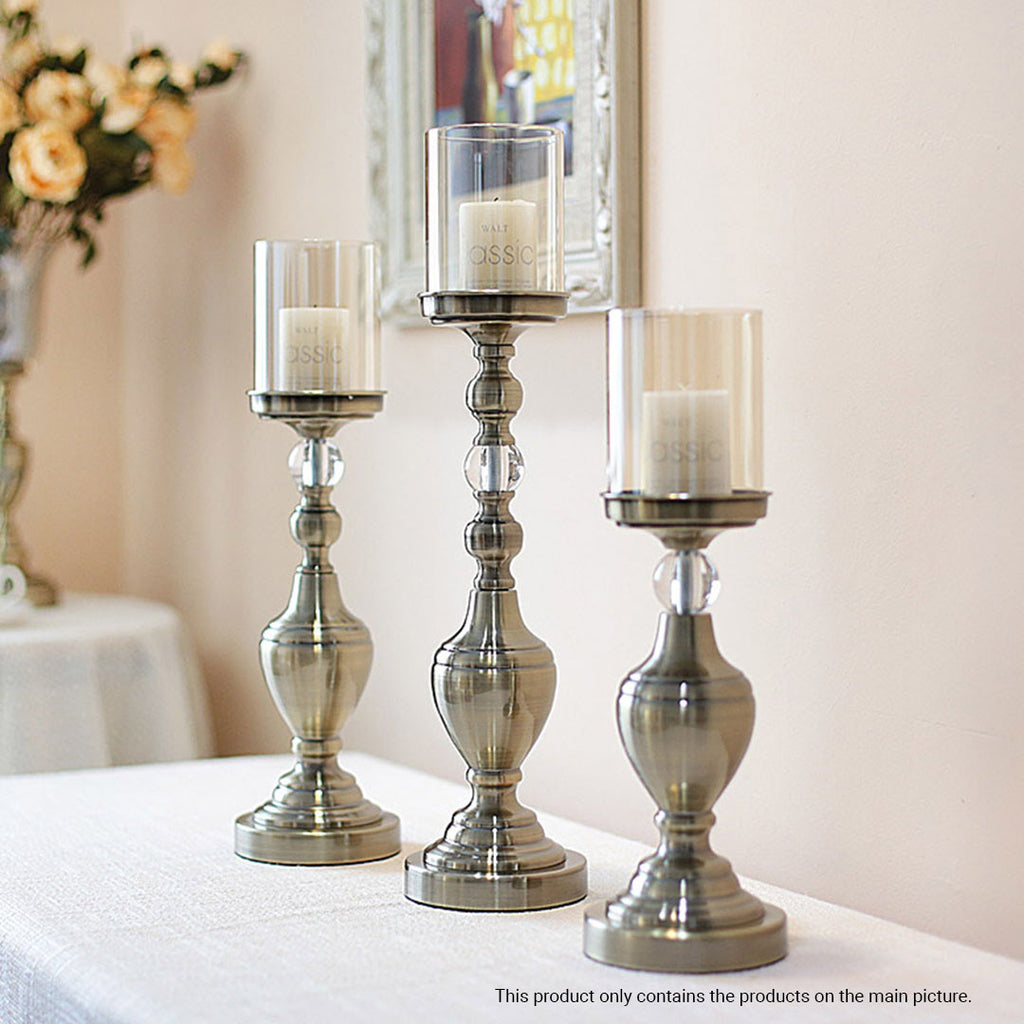 SOGA 43.3cm Glass Candlestick Candle Holder Stand Pillar Glass/Iron Metal