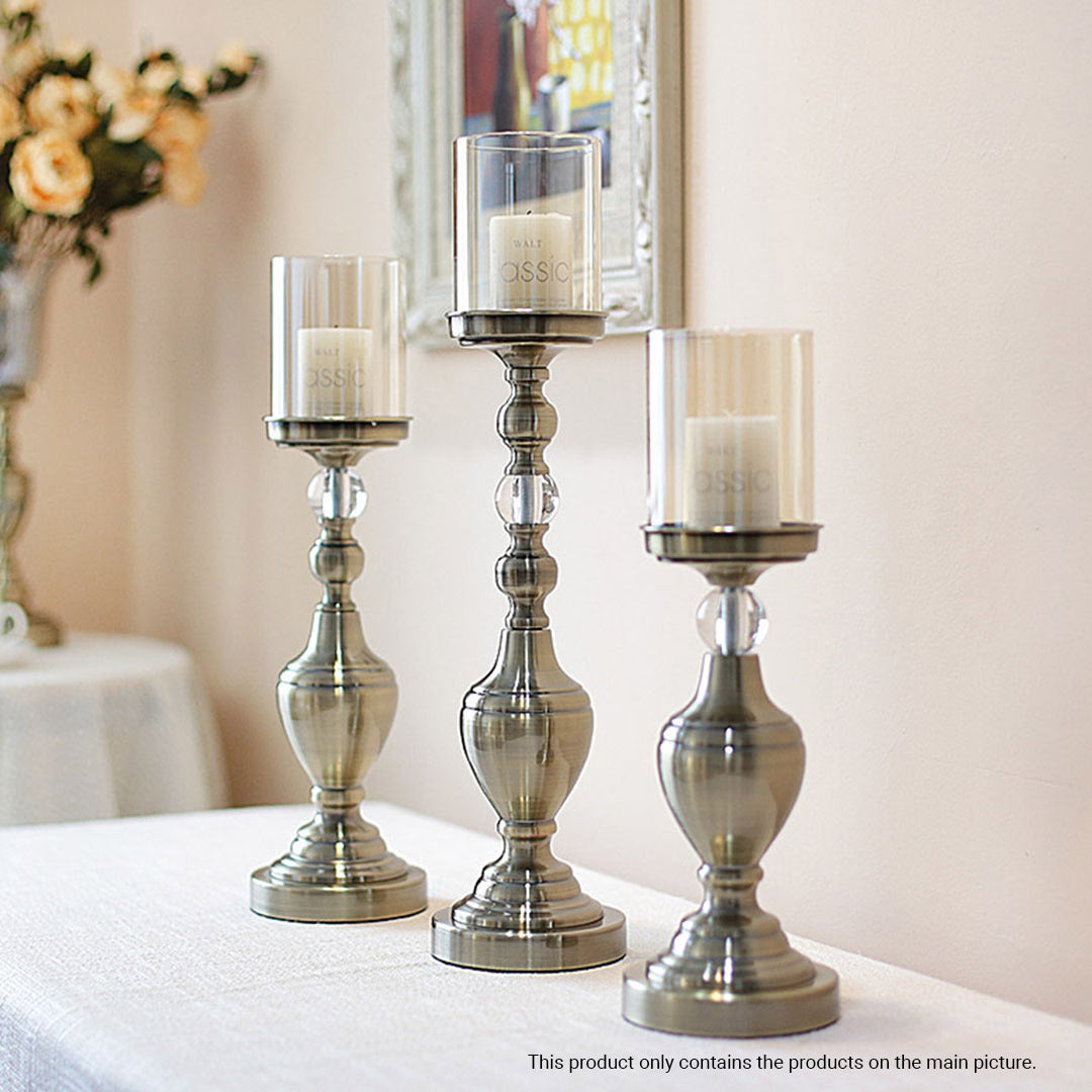 SOGA 43.3cm Glass Candlestick Candle Holder Stand Pillar Glass/Iron Metal