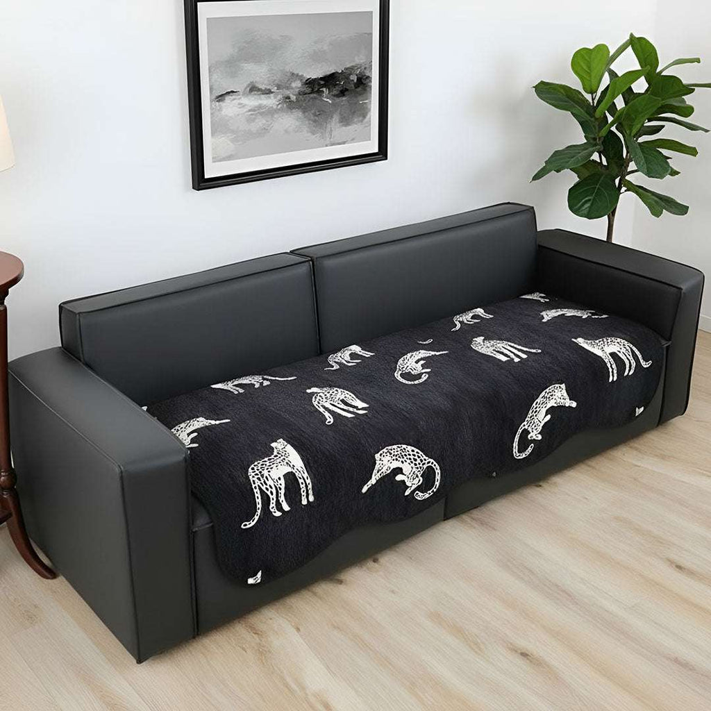 SOGA Four-Seater Black Leopard Print 90x260cm Throw Blanket Sofa Cover $ 122