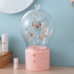 SOGA Pink 360 Degree Rotating 2 Layered Jewelry Storage Box Waterproof Dustproof Accessories Organiser
