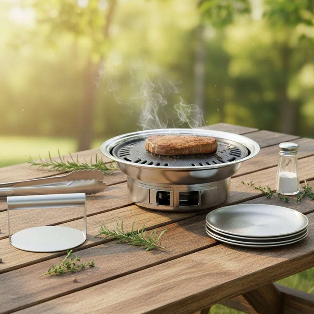 SOGA Kitchenware Bundle – Stainless Steel BBQ Grill, Burger Press & Premium Grilling Plate