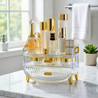 SOGA 3 Tier Transparent Multifunctional Countertop Cosmetic Storage Makeup Skincare Holder Jewelry Cabinet Bathroom Desk Drawer Vanity Organiser