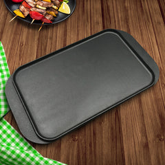 SOGA 2X 47cm Cast Iron Ridged Griddle Hot Plate Grill Pan BBQ Stovetop