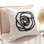 SOGA Embroidered Cushion 45cm White Black Rose Flower Pattern Decorative Throw Pillow $ 66