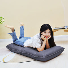 SOGA Grey Lounge Recliner Lazy Sofa Bed Tatami Cushion Collapsible Backrest Seat Home Office Decor