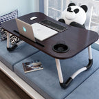 SOGA 2X Black Portable Bed Table Adjustable Foldable Bed Sofa Study Table Laptop Mini Desk with Notebook Stand Cup Slot Home Decor