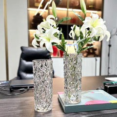 SOGA 14x30cm Heavy Duty Glass Vase Crystal Clear Design for Home Décor