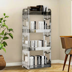 SOGA 2X 38x24x90cm Clear 4 Tier Bookshelf & Cosmetic Storage Organizer Trolley Rack