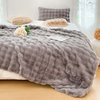 SOGA 200cm Grey Fur Fuzzy Super Soft and Cozy Fluffy Throw Blanket