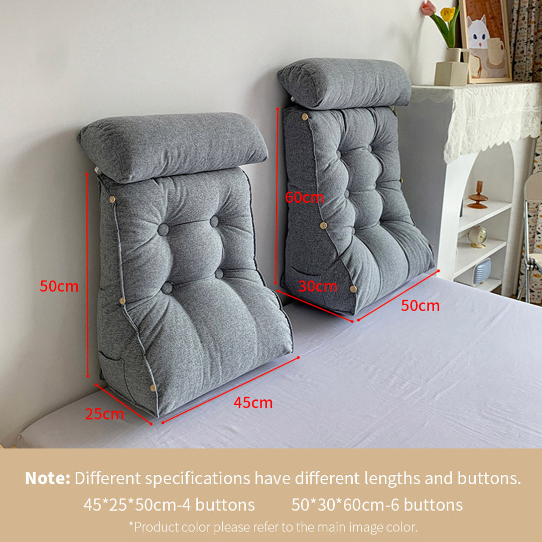SOGA 2X 60cm Grey Triangular Wedge Lumbar Pillow Headboard Backrest Sofa Bed Cushion Home Decor