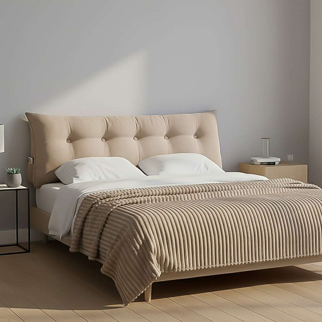 SOGA Home & Living Bundle – Beige Triangular Wedge Pillow & Light Brown Flannel Throw $ 0