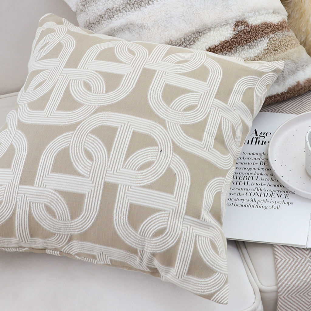 SOGA 2X 50cm Throw Pillow Beige Interlocking Geometric Pattern Modern Accent for Home Décor