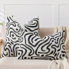 SOGA 30cm Black White Abstract Swirl Pattern Decorative Throw Pillow