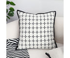SOGA 50cm Moroccan Black Cross Pattern Black Trim Decorative Throw Pillow