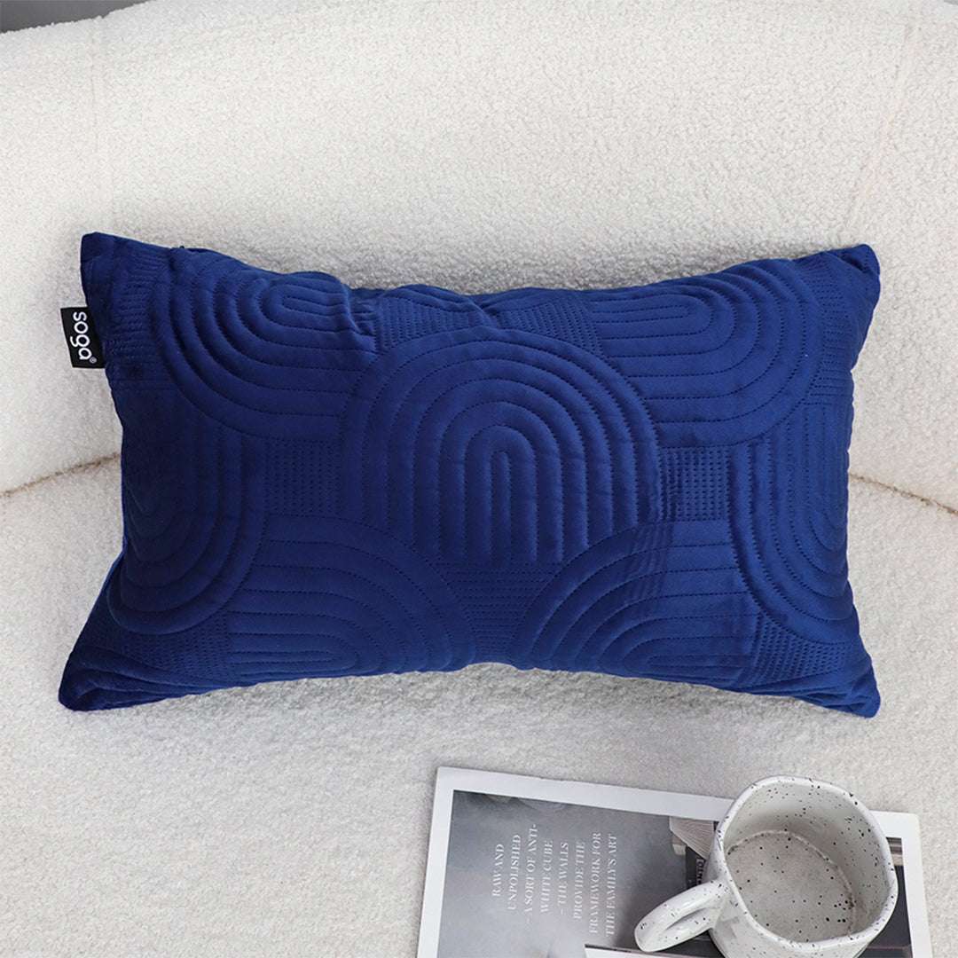 SOGA 2X 30cm Blue Textured Geometric Pattern Decorative Throw Pillow $ 119