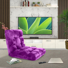 SOGA Floor Recliner Folding Lounge Sofa Futon Couch Folding Chair Cushion Purple x4