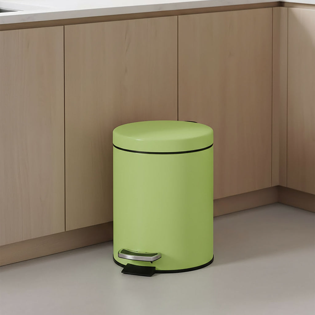 SOGA Foot Pedal Stainless Steel Rubbish Recycling Garbage Waste Trash Bin Round 12L Green