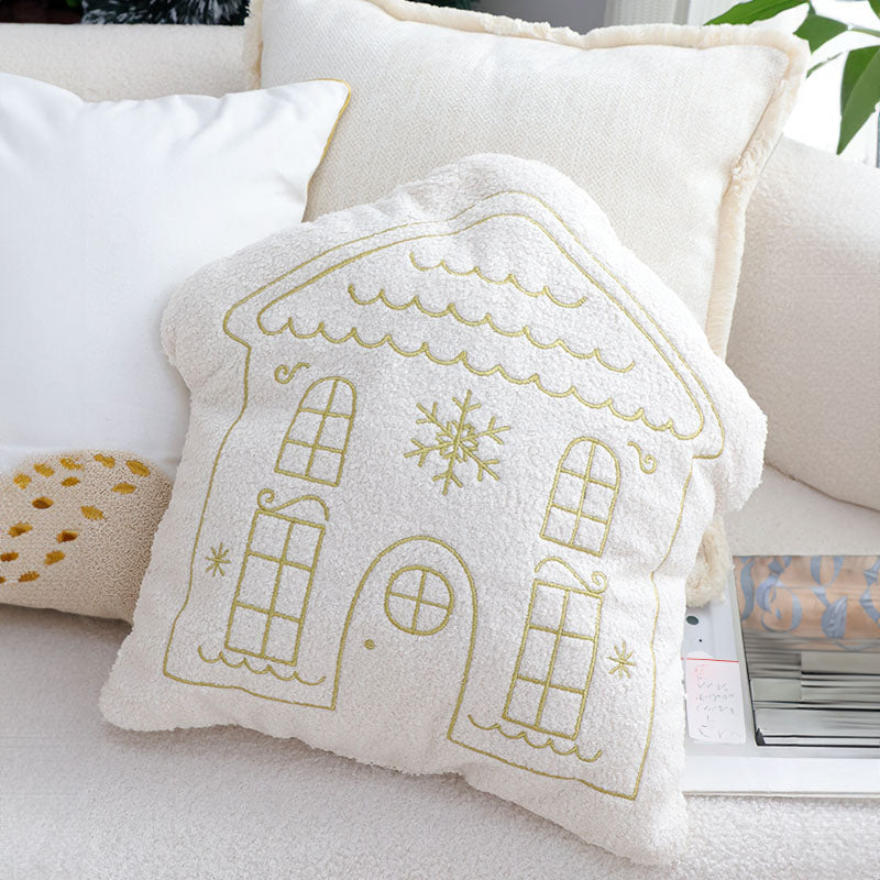 SOGA 2X 45cm Festive White Christmas House Shaped Holiday Throw Pillow