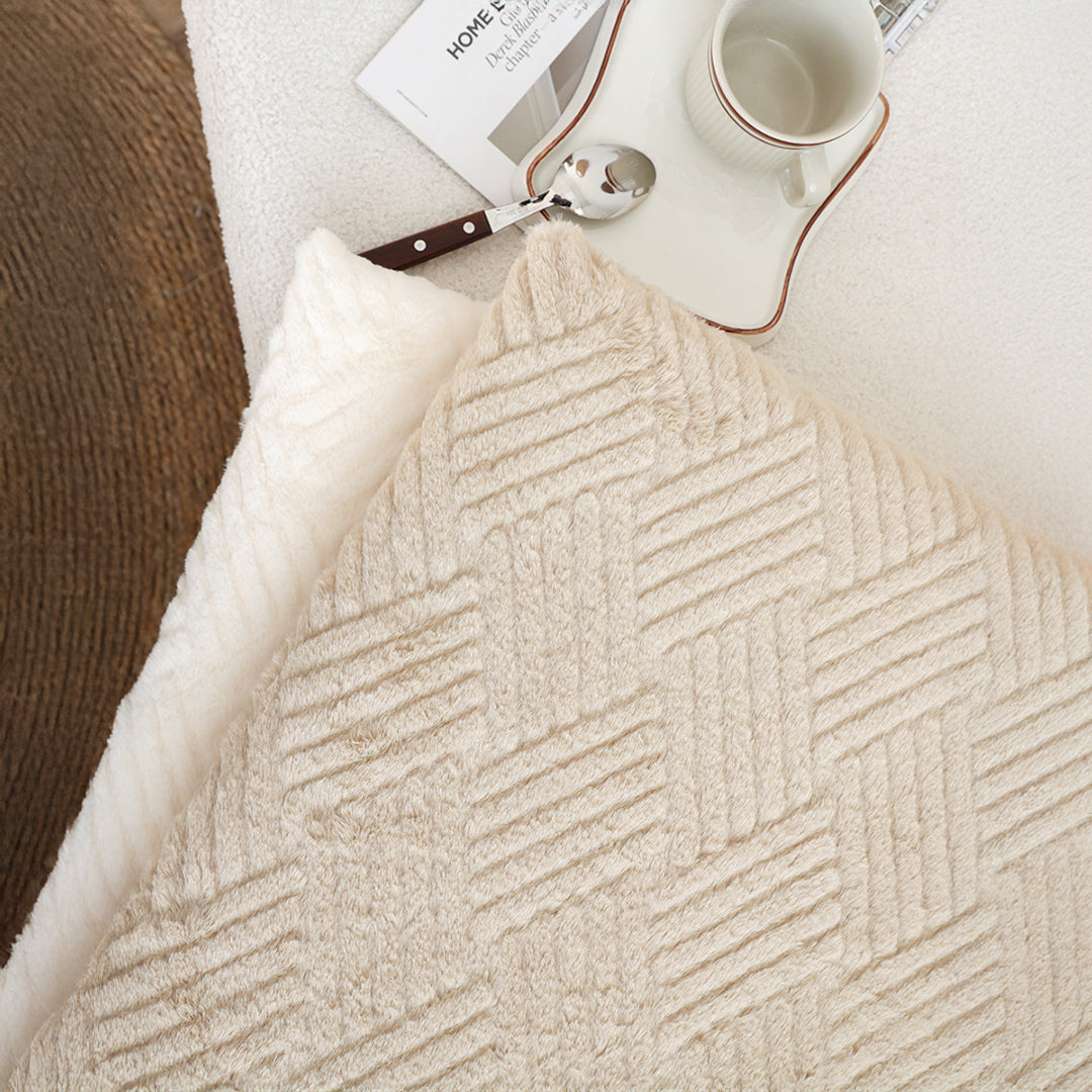 SOGA 2X Beige Chevron Square Cushion Soft Leaning Plush Backrest Throw Seat Pillow