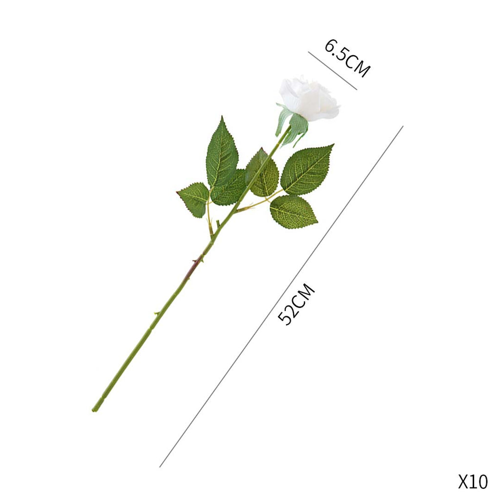 SOGA 5pcs Artificial Silk Flower Fake Rose Bouquet Table Decor White