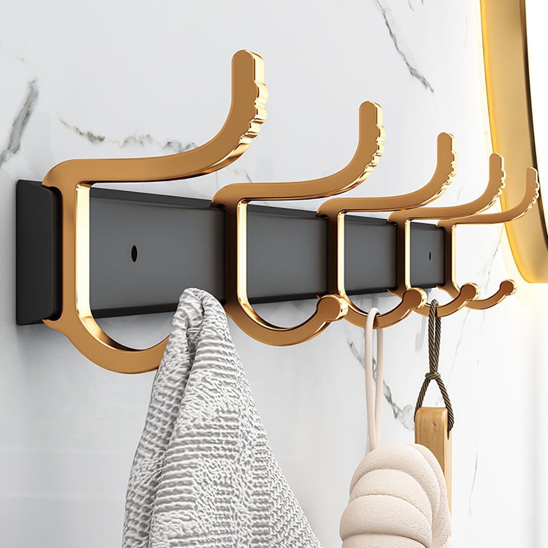 SOGA 2X 41cm Wall Mounted Towel Rack Space-Saving Hanger Organiser with Durable Hooks