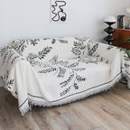 SOGA Two-seater White Sofa Cover Leaf Print 180x260cm Polyester
