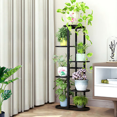 SOGA 2X 5 Tier 6 Pots Black Metal Plant Rack Flowerpot Storage Display Stand Holder Home Garden Decor