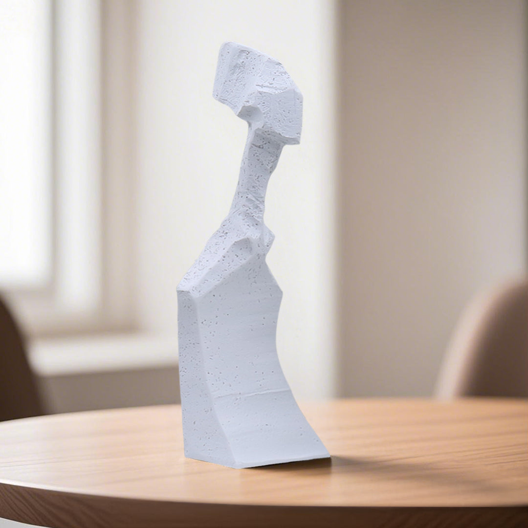 SOGA 40cm White Resin Sculpture – Minimalist Abstract Art for Decor